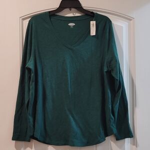 Old Navy Dark Green Long Sleeve V-Neck Top XL